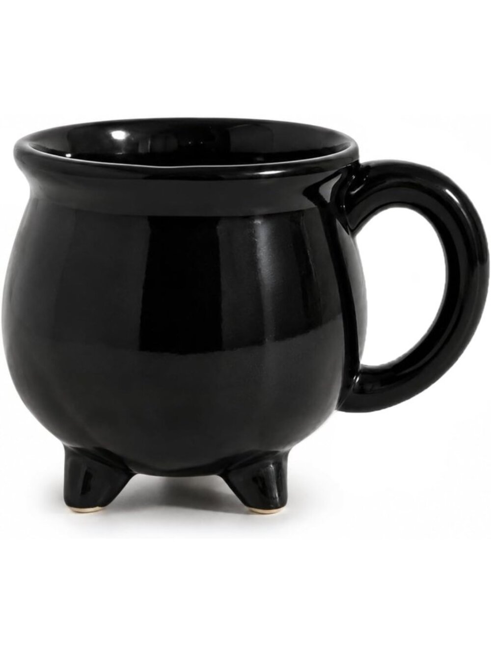 Gothic Black Cauldron Mug - 12 oz Halloween Witch Ceramic Tea Coffee Cup Gift